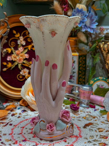 Lefton Hand pedestal floral ashtray ect✨