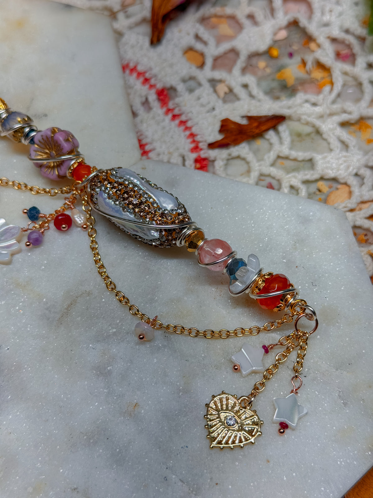 Rose gold luxury chained clouded J clip✨