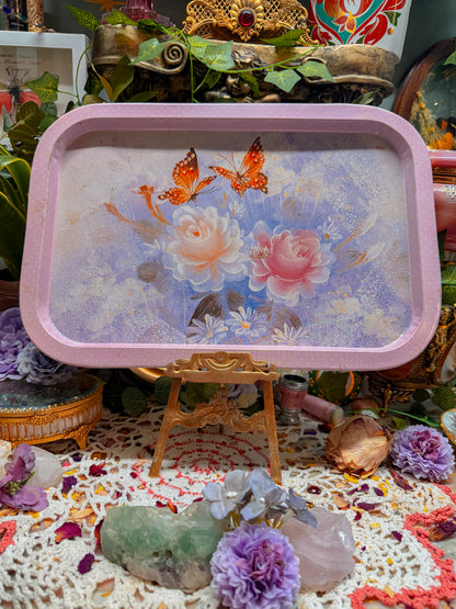 Whimsy butterfly and floral rolling tray✨