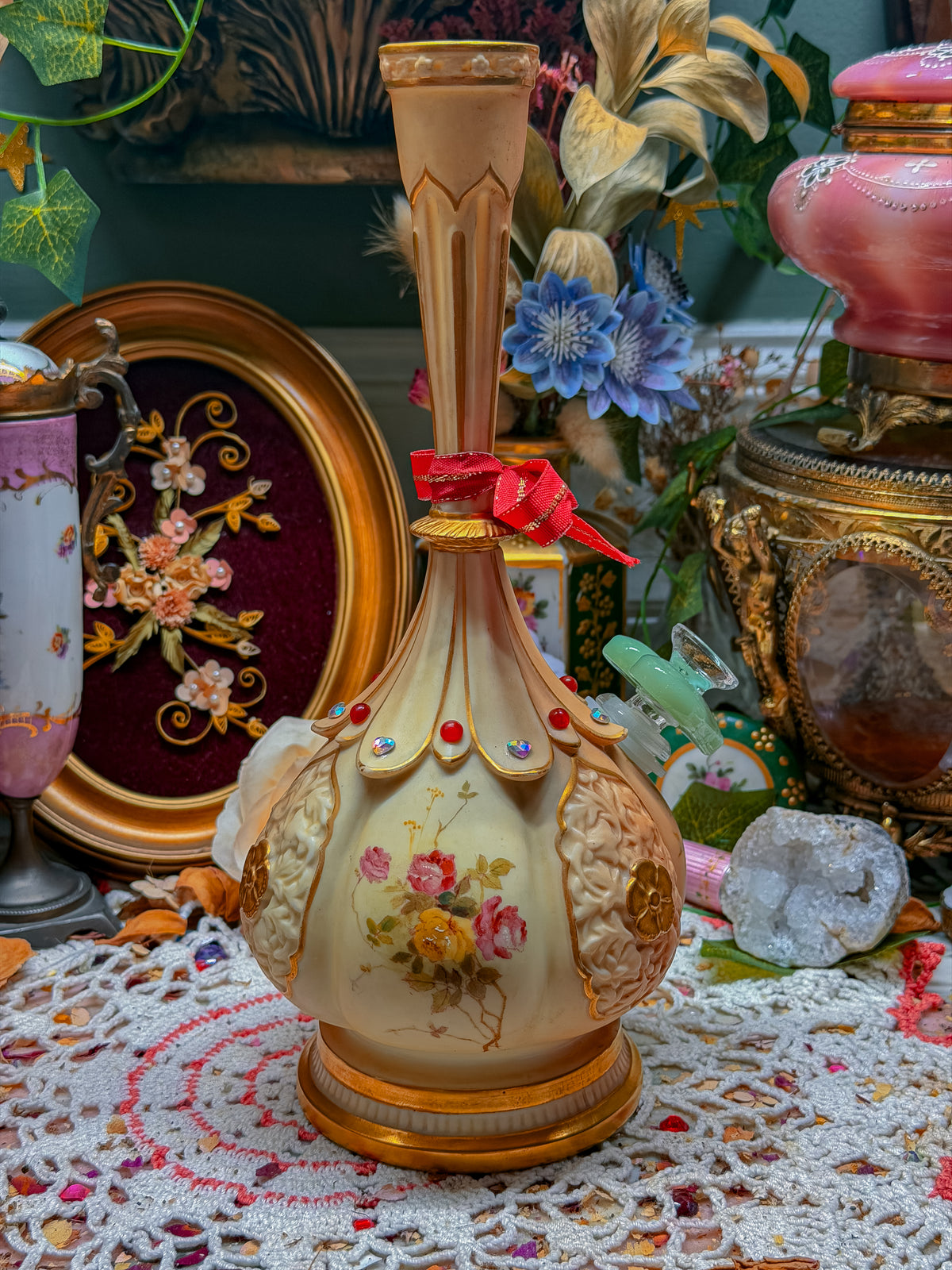Royal Worcester luxury bong with add ons and bow✨