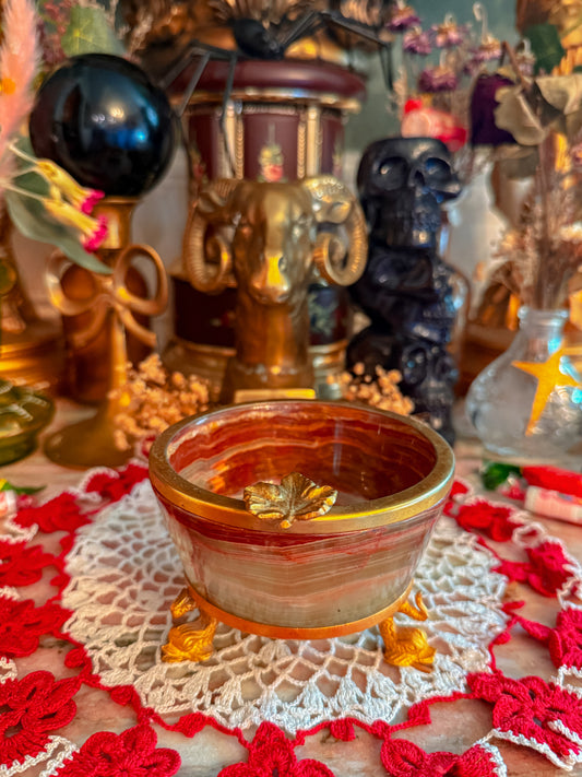 Onyx stone and gilted metal ashtray✨
