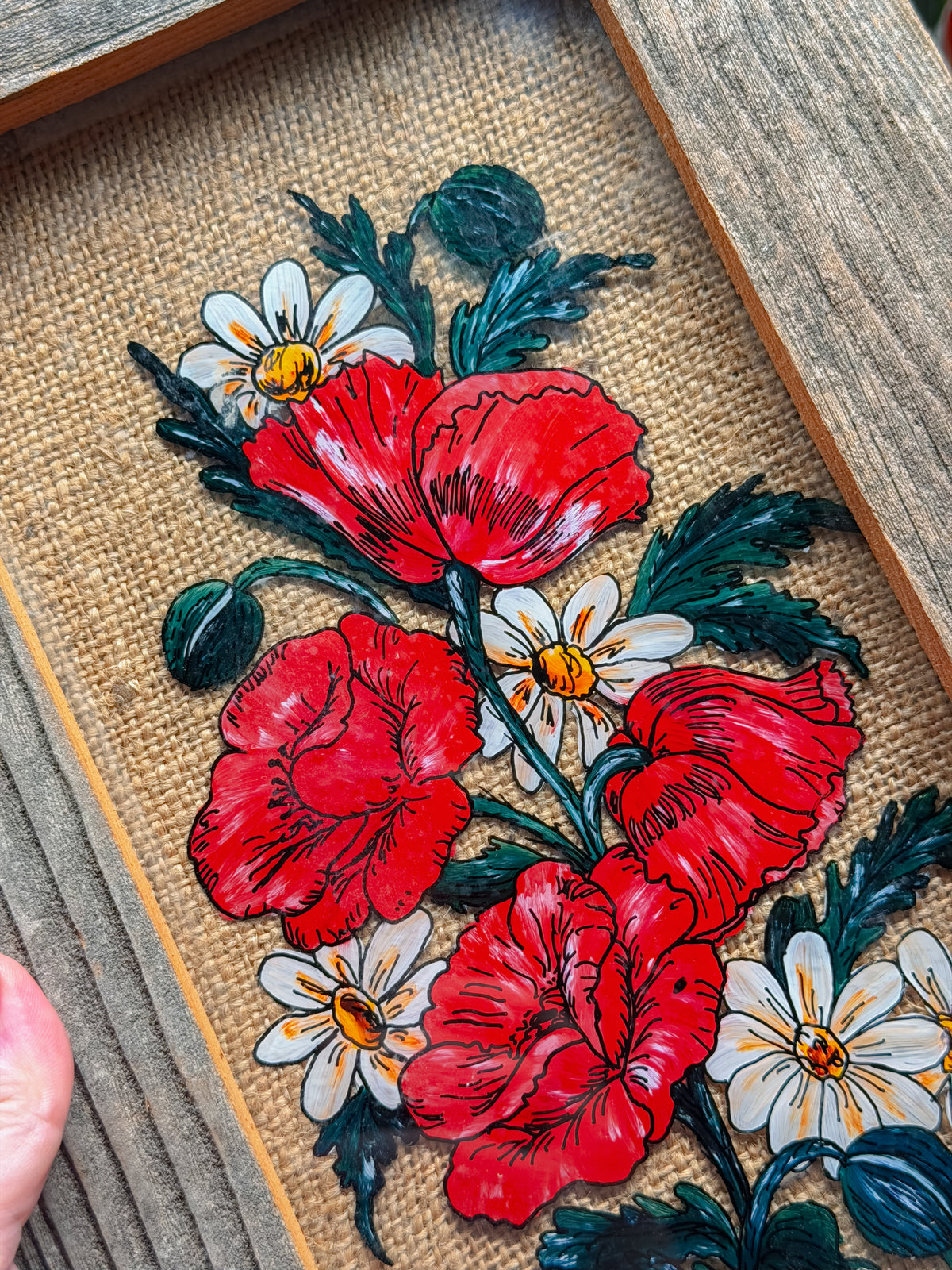 Hand painted framed vintage art✨