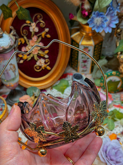 Glass/metal basket ashtray✨