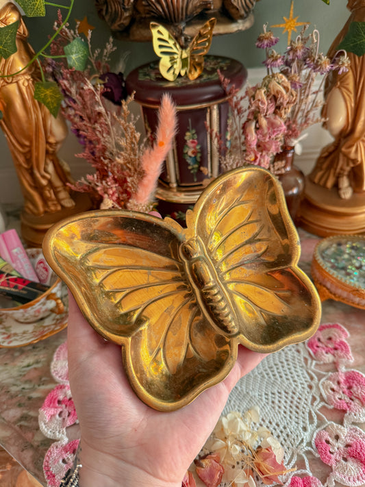 Solid brass butterfly ashtray