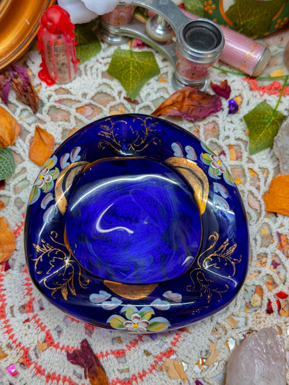Cobalt bohemian floral ashtray✨