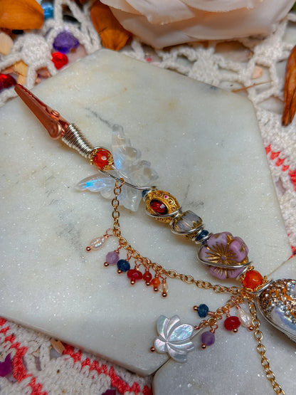 Rose gold luxury chained clouded J clip✨