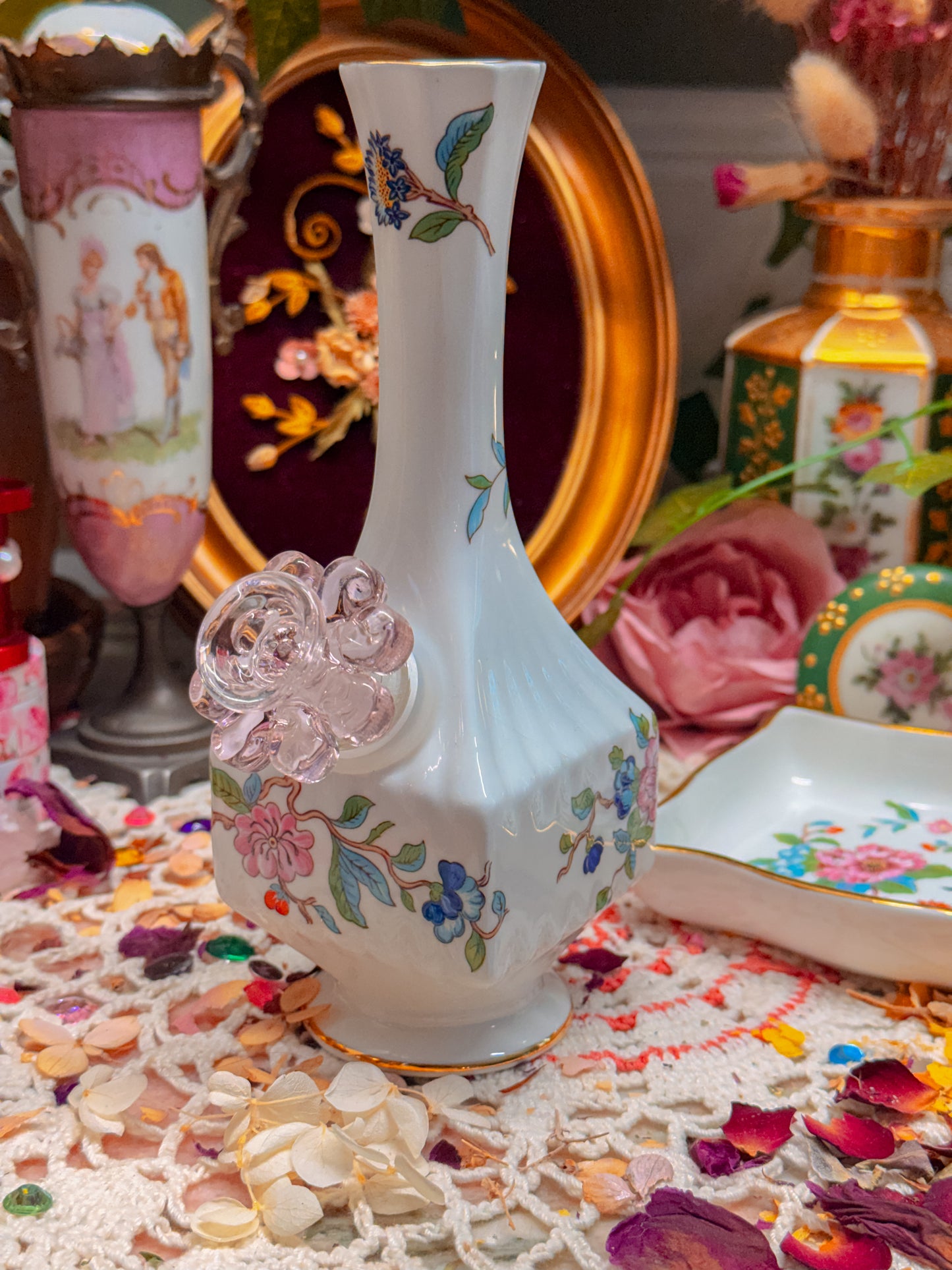 Aynsley bird/floral ashtray set✨
