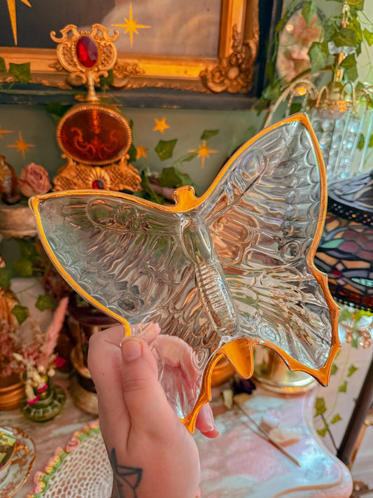 Glass butterfly ashtray✨