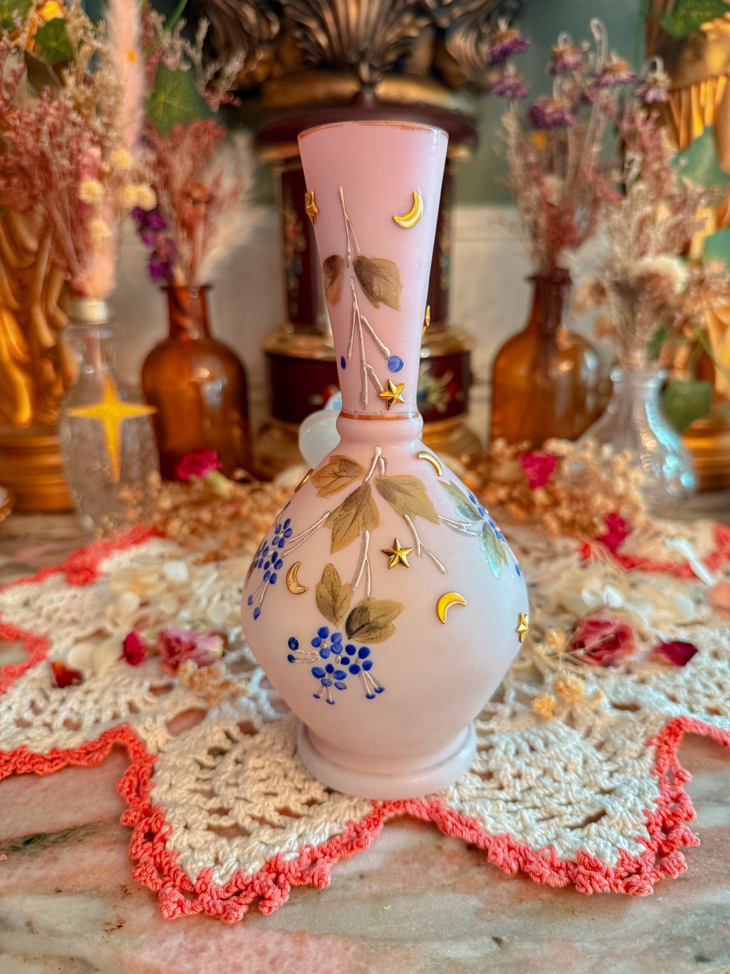 Satin glass star moon and florals✨