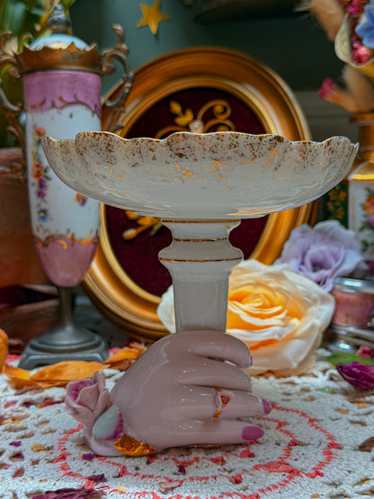 Lefton Hand pedestal floral ashtray✨