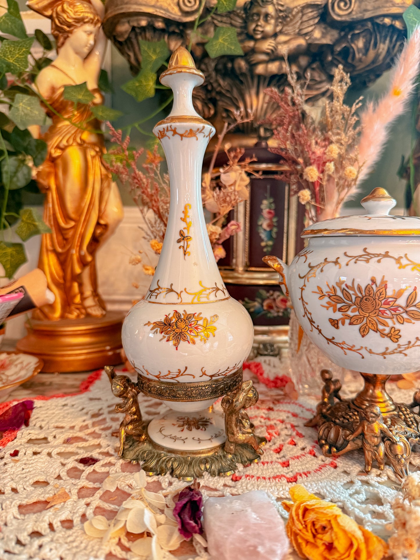 24k gold porcelain and brass set✨