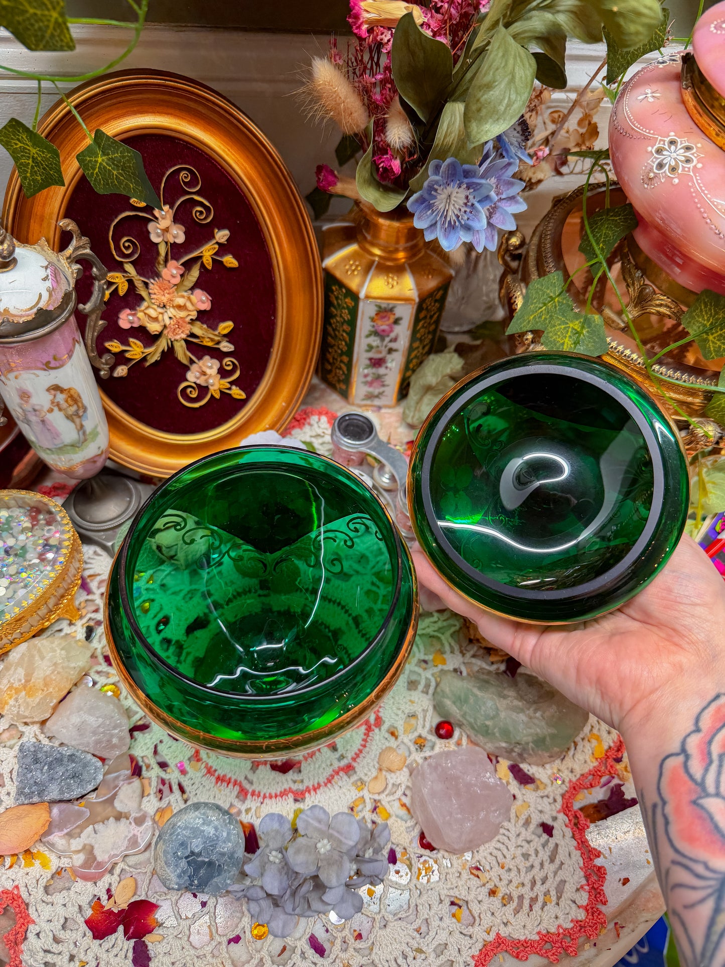 Bohemian pedestal stash jar✨